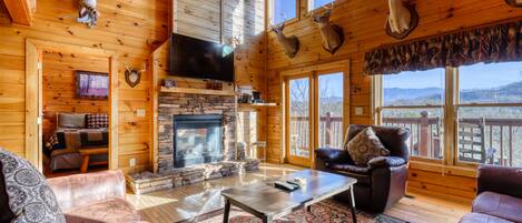 TV, fireplace, DVD player, stereo