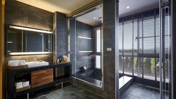 Classic Twin Room | Bathroom | Separate tub and shower, spring water tub, hair dryer, bathrobes