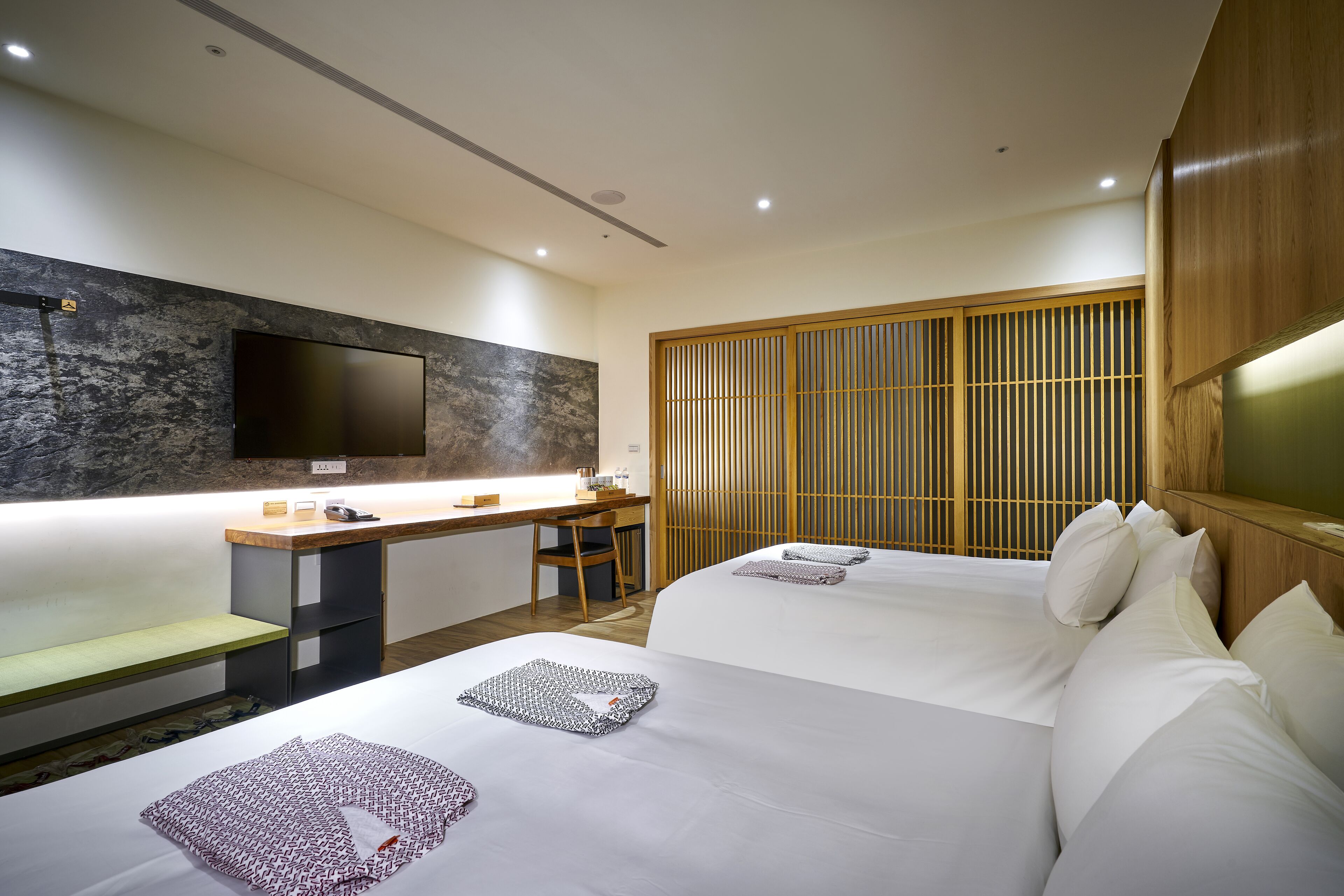 elite twin room | individually furnished, desk, laptop workspace, soundproofing