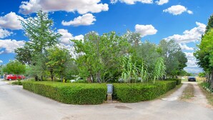 A paved road with a hedge on one side and trees on the other. - Apartment 407/923 (Istria - Fažana), 750m from the beach (Fažana)