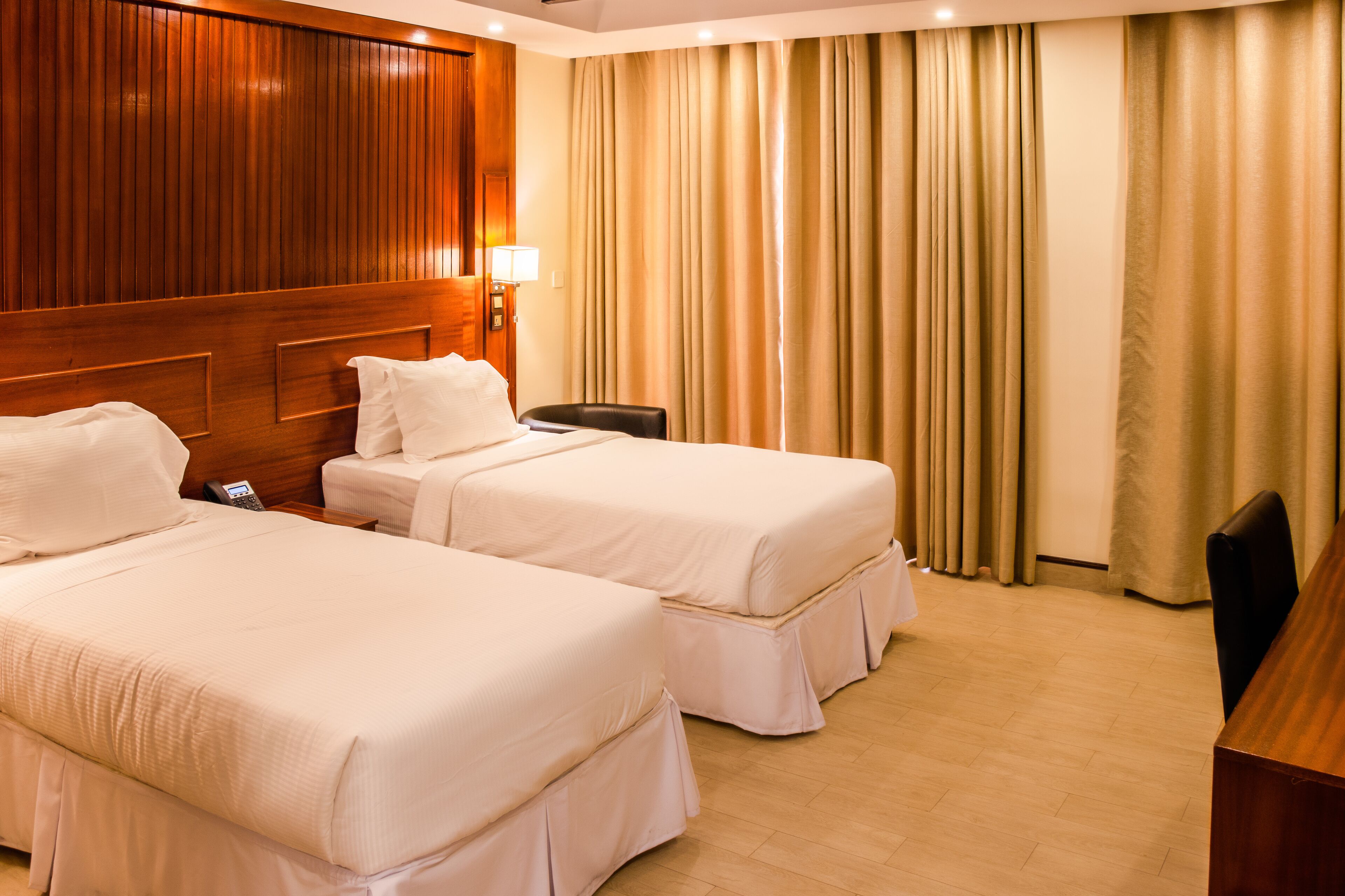 deluxe twin room | minibar, desk, laptop workspace, blackout curtains