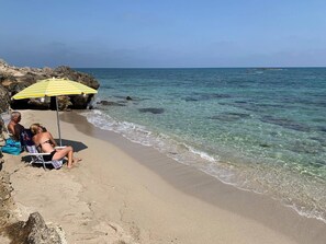 Beach nearby, sun loungers