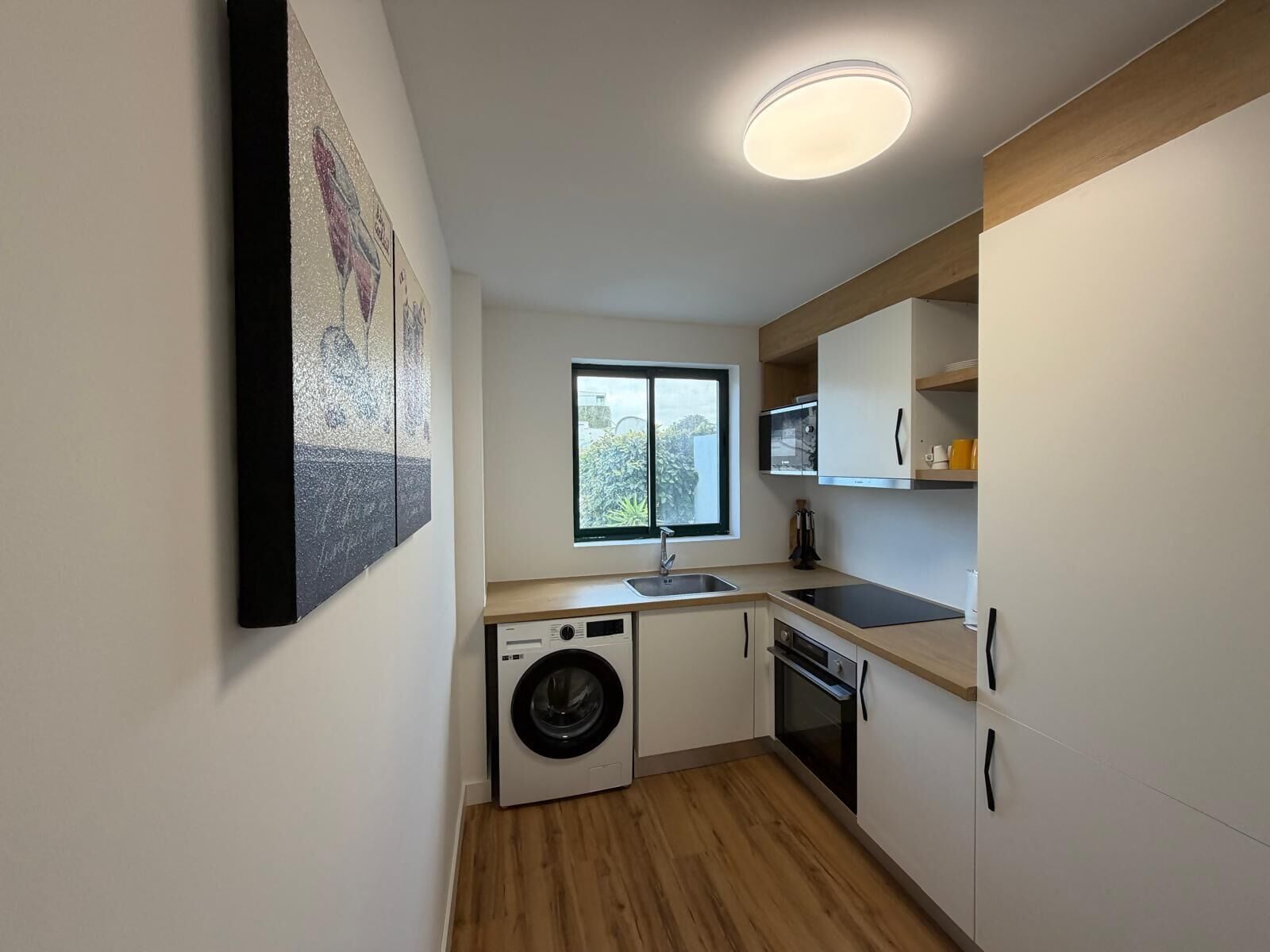 Fridge, microwave, oven, coffee/tea maker