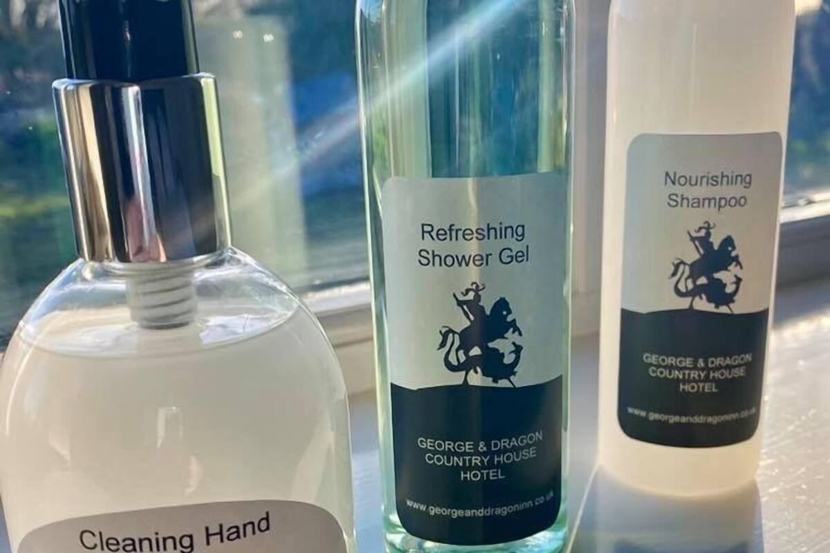 free toiletries, hair dryer, towels