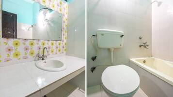 Shower, free toiletries, towels