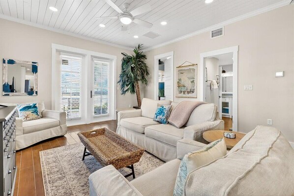 Smart TV, DVD player, books, video library