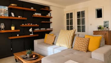 TV, DVD player, books, video library