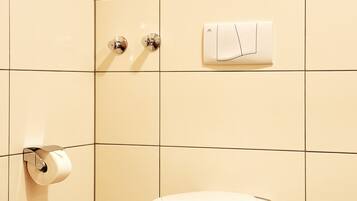 Shower, free toiletries, towels, soap