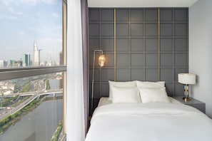 Appartement Présidentiel, 3 chambres, balcon, vue ville | 1 chambre, literie de qualité supérieure, couette en duvet d'oie