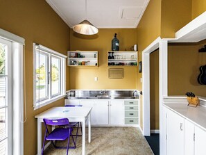 Fridge, microwave, oven, toaster