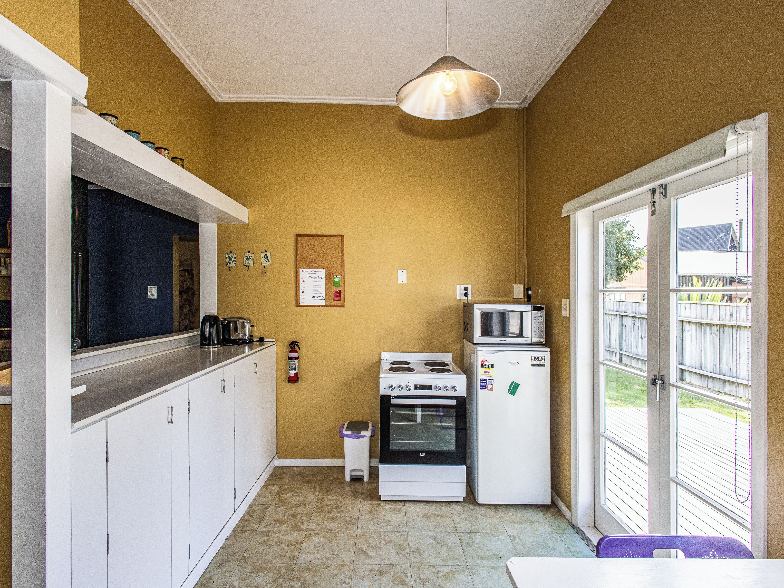 Fridge, microwave, oven, toaster