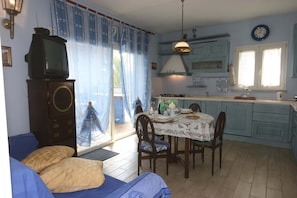 Apartment, 2 Bedrooms (Trilo 1, External Kitchen) | Living area - Villa Emanuela (Campo nell'Elba)