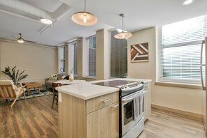 Full-sized fridge, microwave, oven, stovetop - The Old Town Luxury Lofts (Wichita)