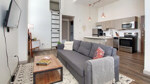 Classic Loft, 1 Queen Bed | Living area | Flat-screen TV - The Old Town Luxury Lofts (Wichita)