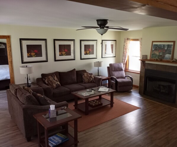 Smart TV, fireplace, video games, table football