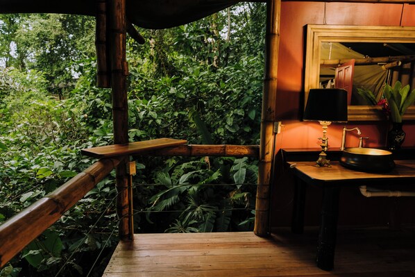 Glamping Tent - Marco Polo | Bathroom | Shower, free toiletries, hair dryer, towels