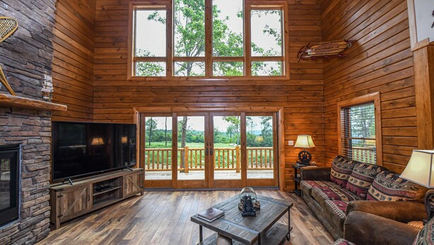 Maison, Plusieurs lits, baignoire à remous, vue sur la montagne | Salle de séjour