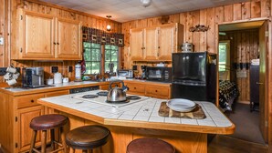 House, Multiple Beds, Hot Tub | Private kitchen - Piney Bear Cabin (Swanton)