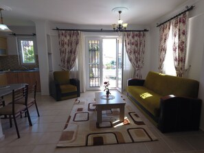 Apartment, 2 Bedrooms | Living area | 32-inch LED TV with satellite channels, TV - Lale Apart (Fethiye)