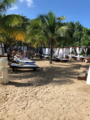 Sun-loungers, beach towels