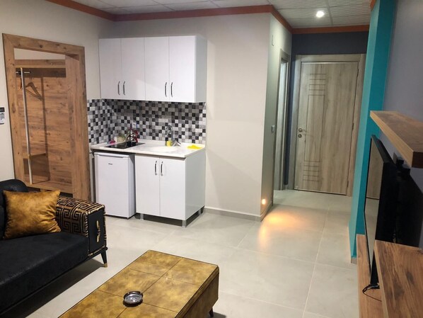 Suite, City View (1+1) | Private kitchen | Fridge, electric kettle