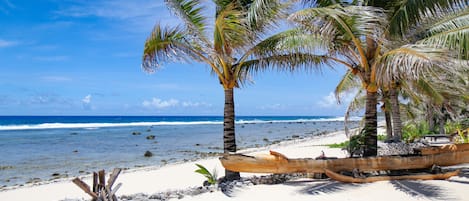 On the beach, white sand