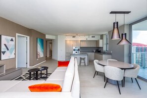 TV - This stunning 2-bedroom corner unit boasts breathtaking views and sleek modern design (Hollywood)