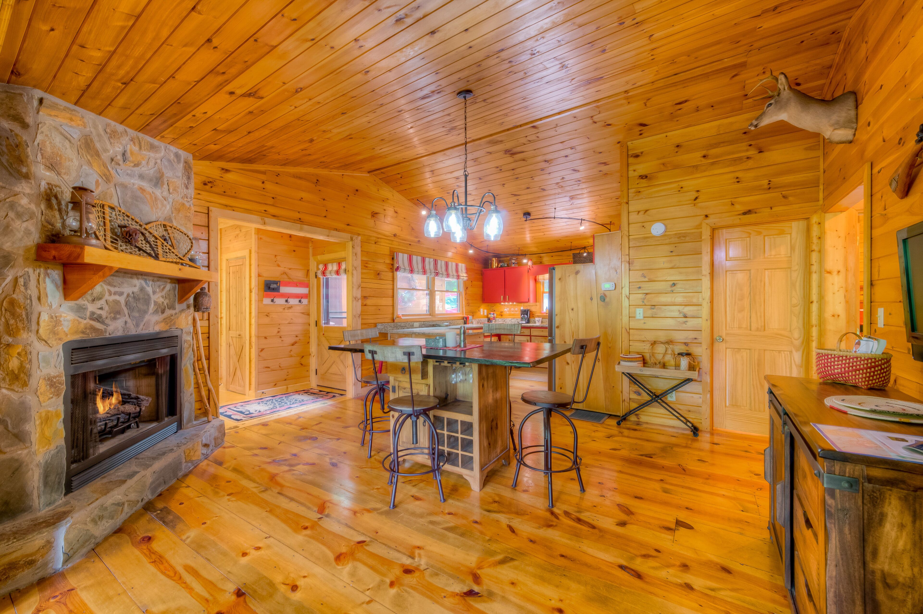 Dog-friendly log cabin w/screened-in porch/deck/free WiFi - near Blue Ridge