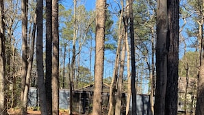 A forested area with a small cabin structure. - Middlesex Beach - Sunday to Sunday summer rentals.  Private community beach.  (Bethany Beach)
