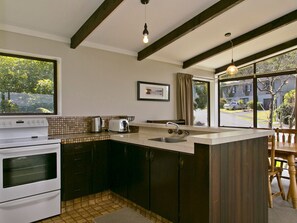 Fridge, microwave, oven, toaster