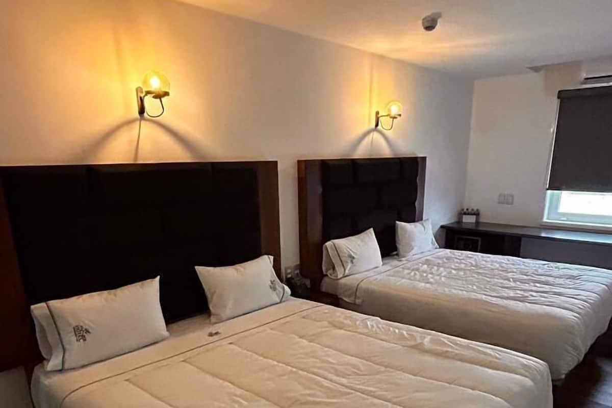 In-room safe, desk, laptop workspace, blackout curtains