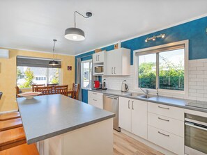 Fridge, microwave, oven, dishwasher