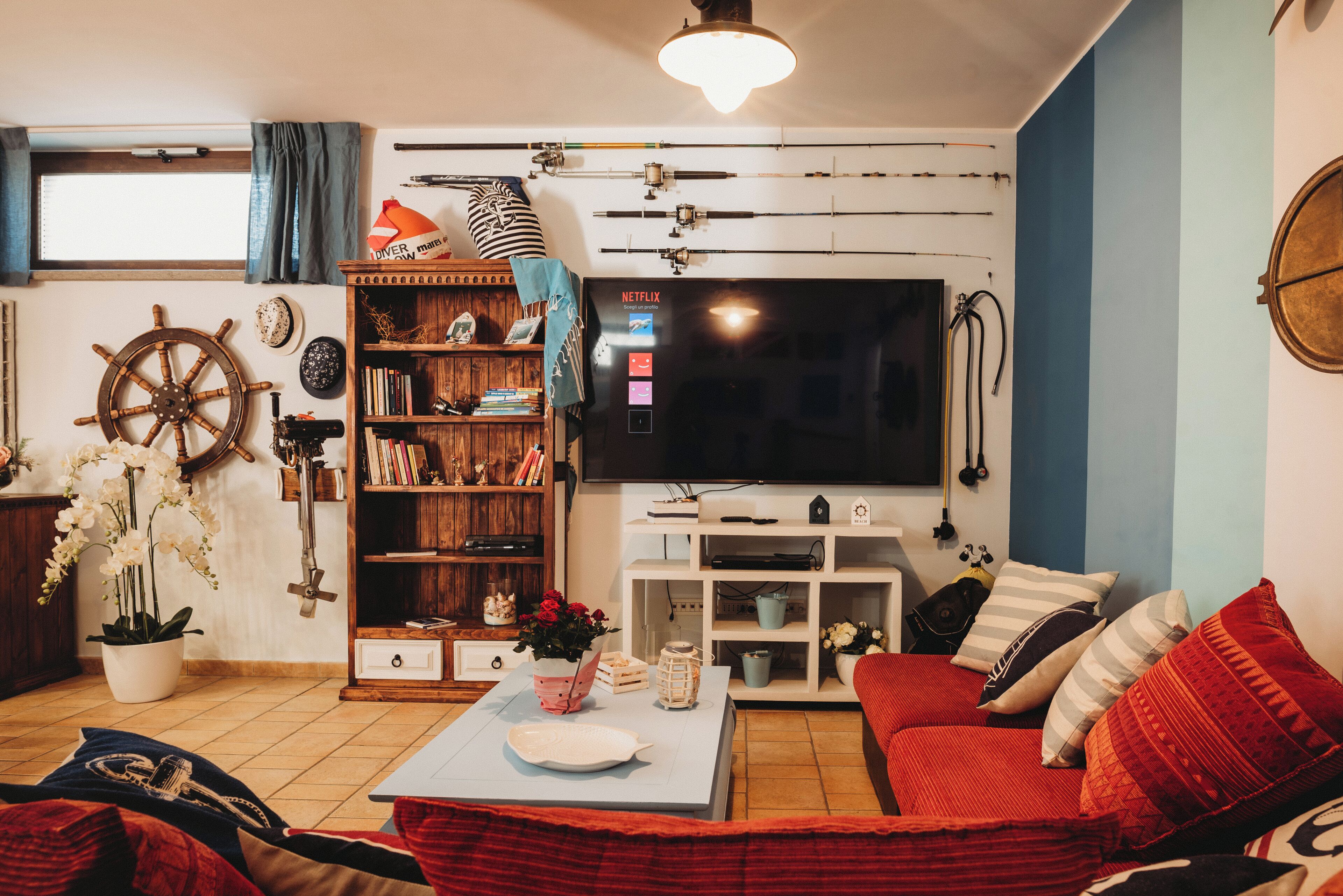 Smart TV, DVD player, books