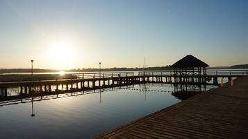 Beach nearby, sun-loungers, beach towels, beach bar