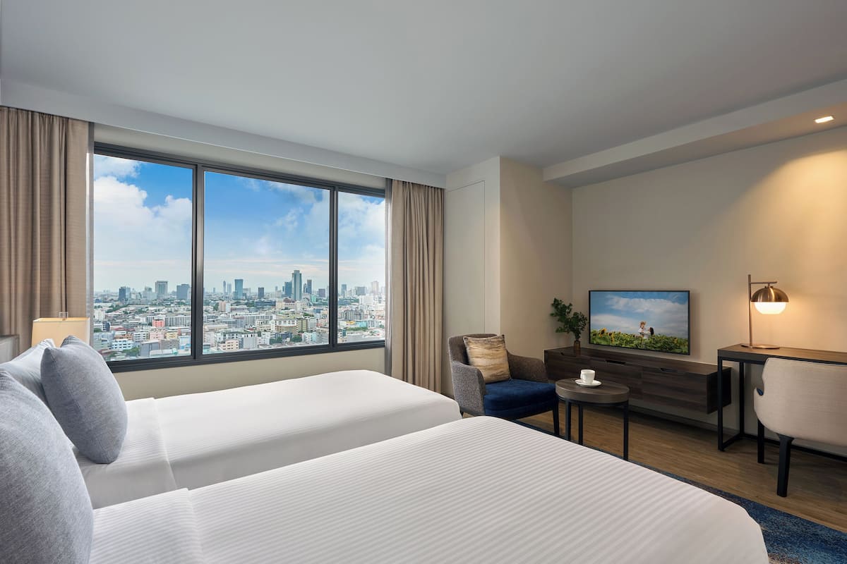 In-room safe, desk, laptop workspace, soundproofing