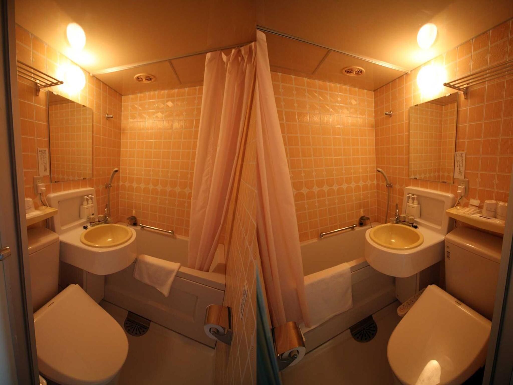 hair dryer, slippers, electronic bidet, towels