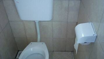 Shower, rainfall showerhead, towels, soap