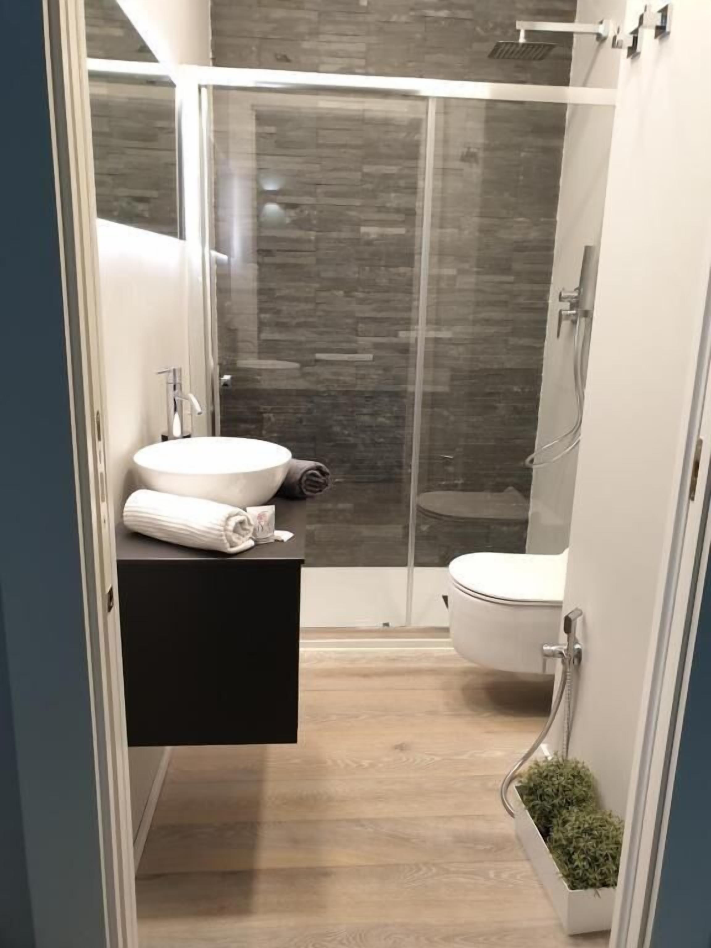 Departamento Elite | Baño | Regadera, toallas, jabón, papel de baño 