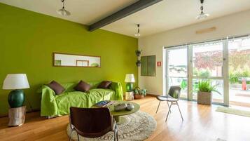 Flat-screen TV, books