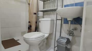 Shower, bidet, towels, soap