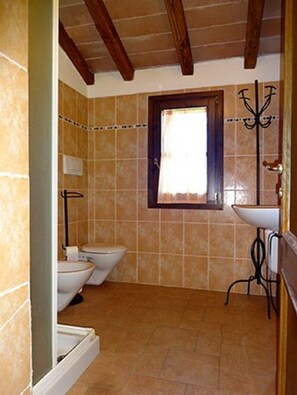 Ducha, secador de pelo, bidet, toallas
