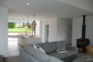 TV, fireplace