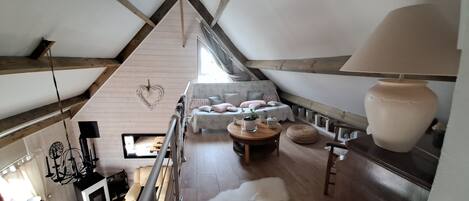 TV, DVD player, books, music library