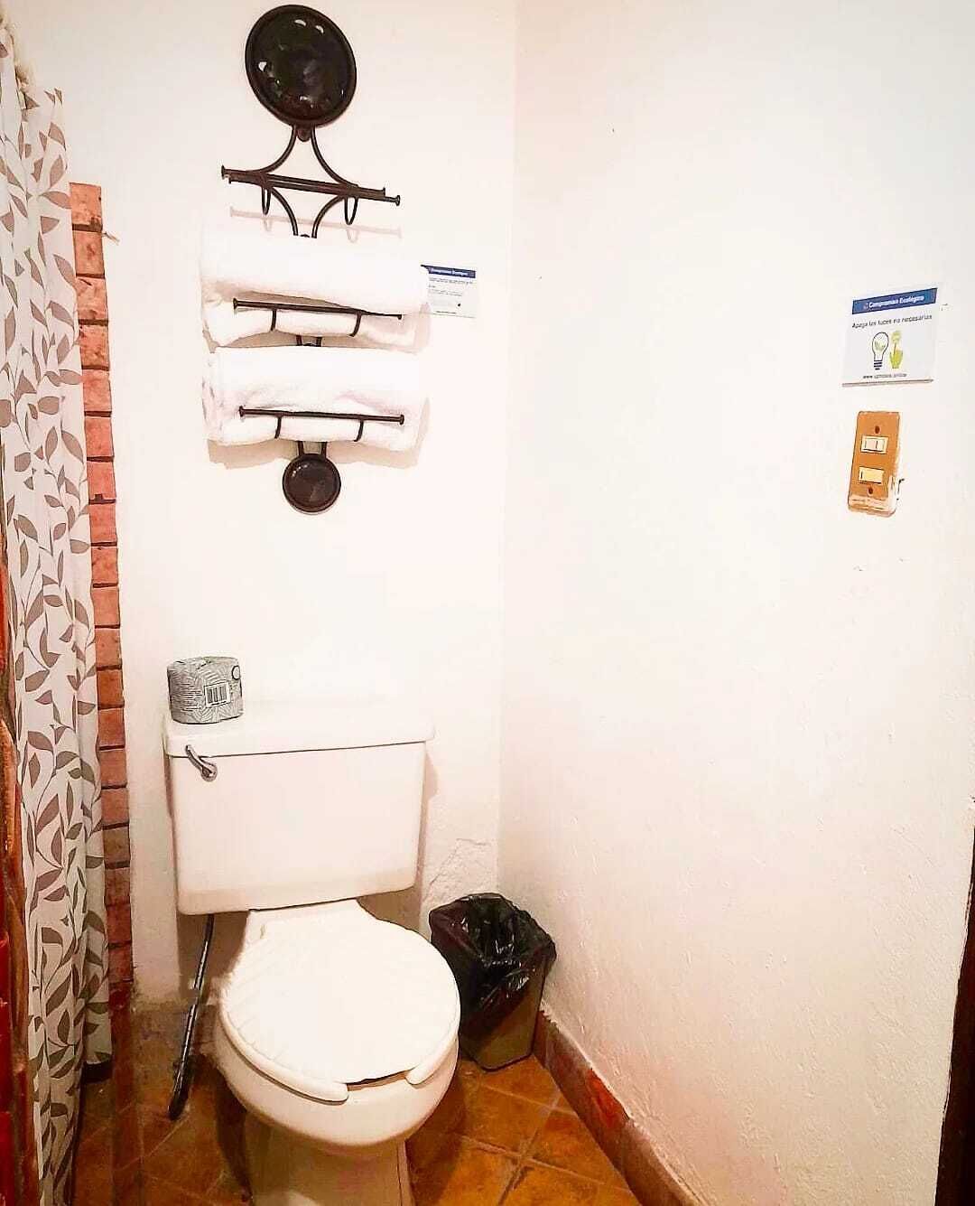 standard room | bathroom | shower, hair dryer, towels, soap