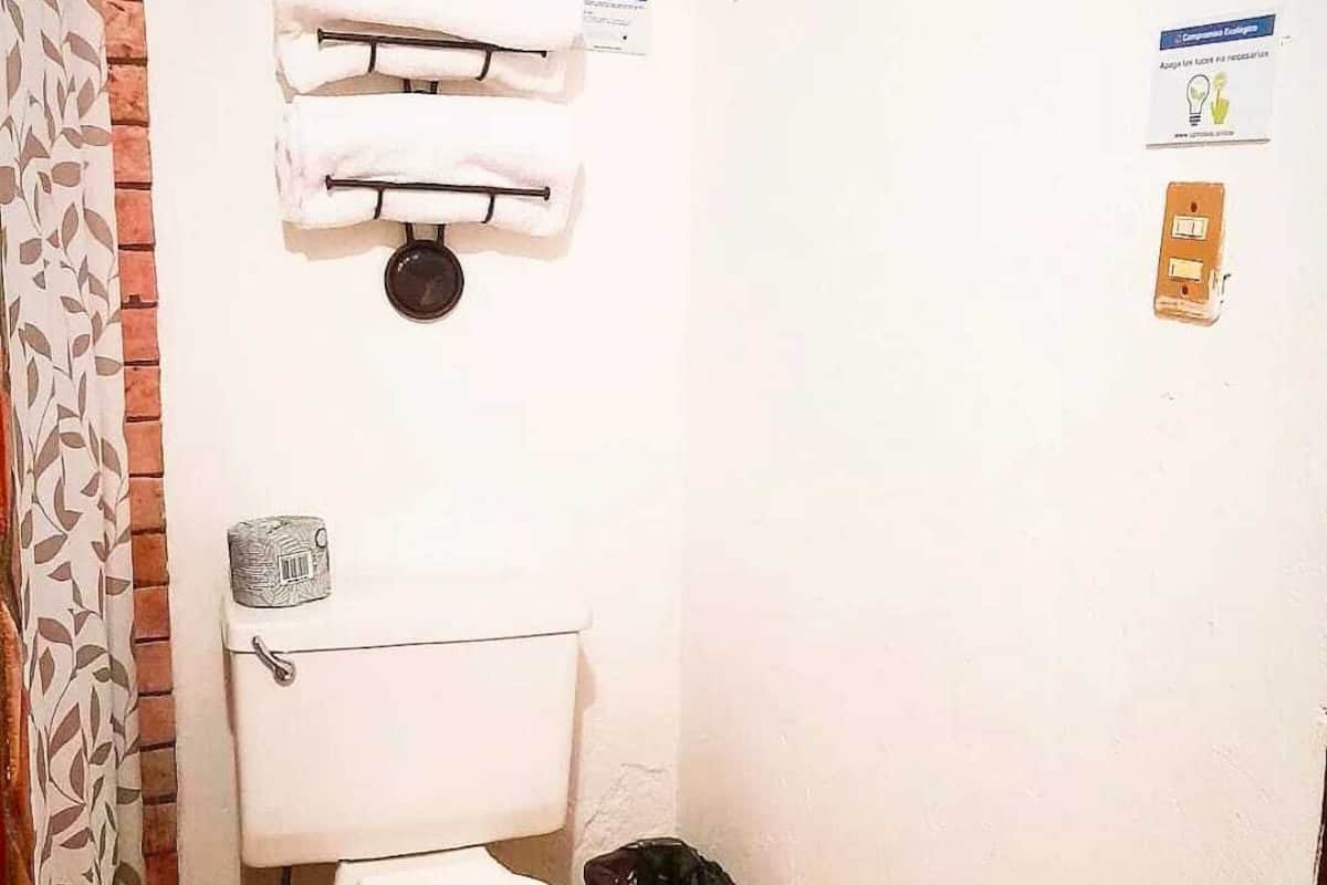 standard room | bathroom | shower, hair dryer, towels, soap