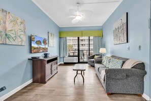 Design Condo, 1 Bedroom, Balcony, Beach View | Living room - Ocean Front Condos at Patricia Grand (Myrtle Beach)