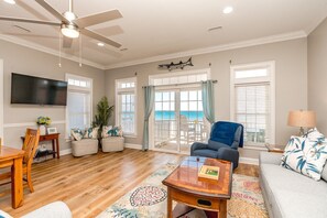 Smart TV, DVD player, table football - Anchors Away - Stunning 5BR Oceanfront Home - Elevator, Comm. Pool (Surf City)