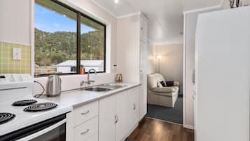 Fridge, microwave, oven, toaster