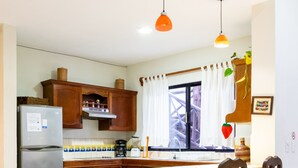 Apartment | Private kitchen | Coffee/tea maker, full-size fridge, microwave, stovetop - Playa Centro 101 (Playa del Carmen)