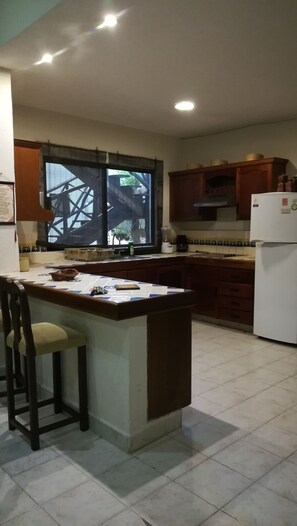 Apartamento | Cocina privada | Frigorífico grande, microondas, placa de cocina y cafetera o tetera